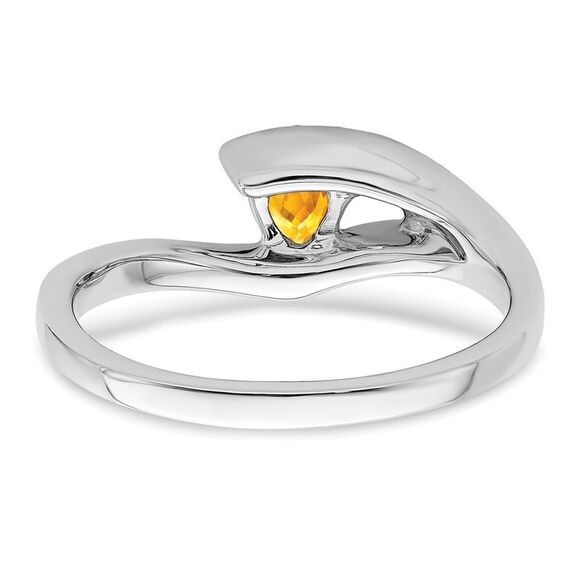 Kazi Luxury 14k White Gold Trillion Citrine and Diamond Ring